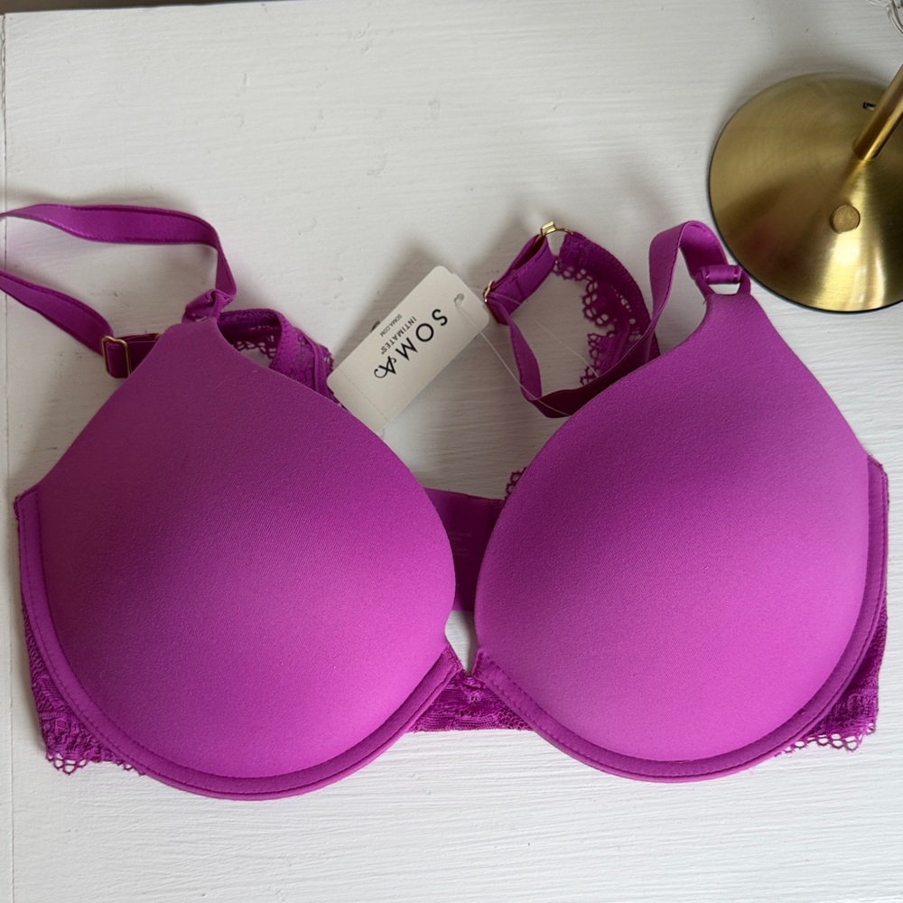 Soma NWT Embraceable Lace Push Up Orchid Daze Bra. 34DD